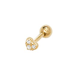 9ct Gold Cz Heart Cartilage Stud 