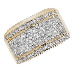 9ct Gold Unisex Pave Set Cz Ring 