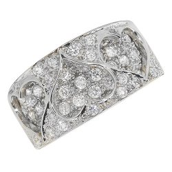9ct Gold Pave Set Cz Triple Heart 2 Tone Ring 
