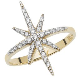 9ct Gold Pave Set Cz Star Ring 