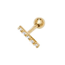 9ct Gold Cz Bar Cartilage Stud 