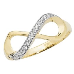 9ct Gold Pave Set Cz Infinity Ring 
