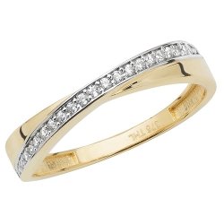 9ct Gold Pave Set Cz Crossover Ring 