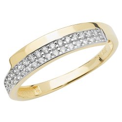 9ct Gold 2 Row Pave Set Cz Ring 