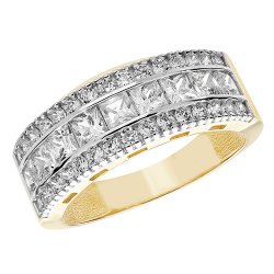 9ct Gold Eternity With Centre Row In Princess Cut Cz Ring 
