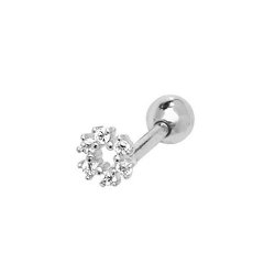 9ct White Gold Cz Circle Cartilage Stud 