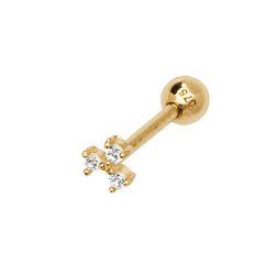 9ct Gold Triple Cz Cartilage Stud 