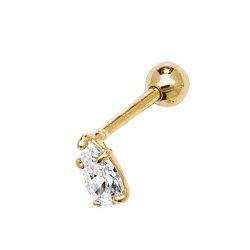 9ct Gold Cz Pear Shape Cartilage Stud 