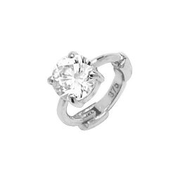 9ct White Gold Cz Claw Set Cartilage Hoop 