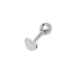 9ct White Gold Heart Cartilage Stud 