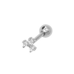 9ct White Gold Triple Cz Cartilage Stud 
