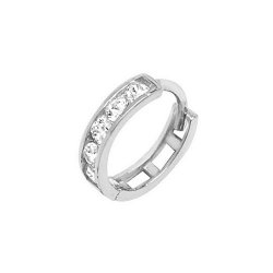 9ct White Gold Cz Cartilage Hoop 