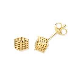 9ct Gold Dotted Cube Studs 