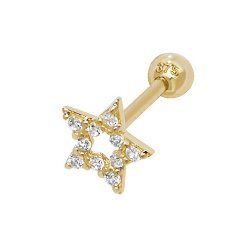 9ct Gold Cz Star Cartilage Stud 