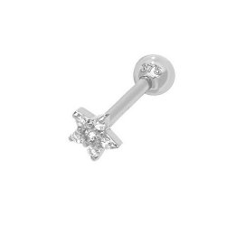 9ct White Gold Cz Star Cartilage Stud 