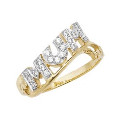 9ct Gold Mum Cz Ring 