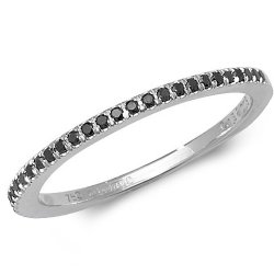 Black Diamond Half Eternity Band In 18ct White Gold 