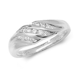 Diamond 3 Row Crossover Ring In 9ct White Gold 