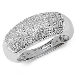 Diamond Grain Set Dome Ring In 9ct White Gold 