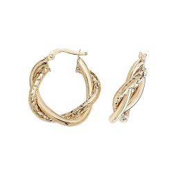 9ct Gold Diamond Cut Entwined Hoops ER988-