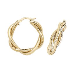 9ct Gold Diamond Cut Entwined Hoops ER988-