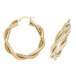 9ct Gold Diamond Cut Entwined Hoops ER988-