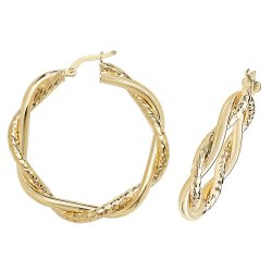 9ct Gold Diamond Cut Entwined Hoops ER988-