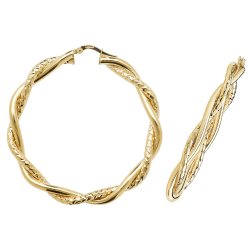 9ct Gold Diamond Cut Entwined Hoops ER988-