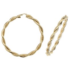 9ct Gold Diamond Cut Entwined Hoops ER988-