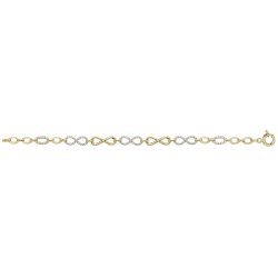 9ct Gold Plain And Cz Infinity Bracelet 