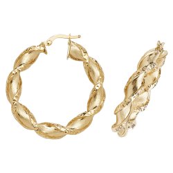9ct Gold Diamond Cut Twisted Hoops ER990-