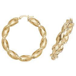 9ct Gold Diamond Cut Twisted Hoops ER990-