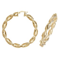 9ct Gold Diamond Cut Twisted Hoops ER990-