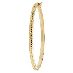 9ct Gold Diamond Cut Hinged Bangle 