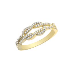 9ct Gold Grain Set Cz Knot Ring 