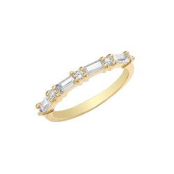 9ct Gold Baguette & Round Cz Half Eternity Ring 