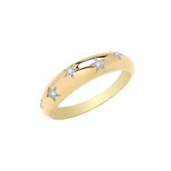 9ct Gold Star Cz Dome Ring 