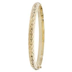 9ct Gold Diamond Cut Hinged Bangle 