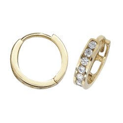9ct Gold Cz Hinged Hoops 