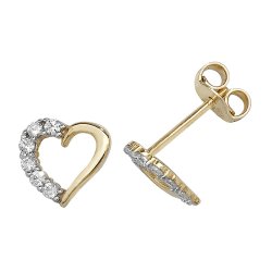 9ct Gold Cz Open Heart Studs 