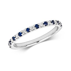 Diamond & Sapphire Scallop Set Eternity Ring In 9ct White Gold 
