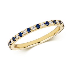 Diamond & Sapphire Scallop Set Eternity Ring In 9ct Gold 