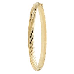 9ct Gold Lined Design Hinged Bangle 