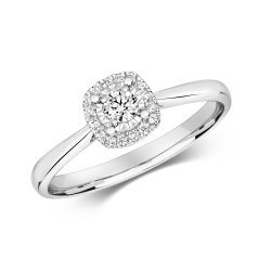 Diamond Illusion Solitaire Ring In 9ct White Gold 