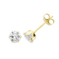 9ct Gold Cz Solitaire Studs 