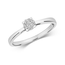 Diamond Illusion Solitaire Ring In 9ct White Gold 