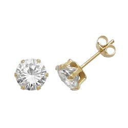9ct Gold Cz Solitaire Studs 