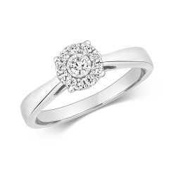 Diamond Illusion Solitaire Ring In 9ct White Gold 