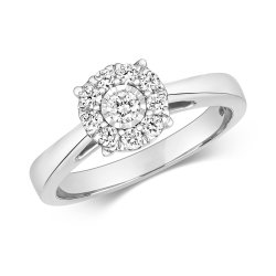Diamond Illusion Solitaire Ring In 9ct White Gold 