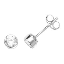 9ct White Gold Cz Rubover Studs 